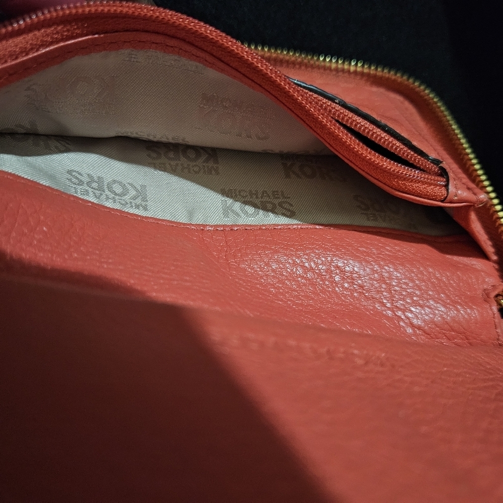 Michael Kors Coral Color Wristlet-Soft Pebble Leather - Picture 7 of 16